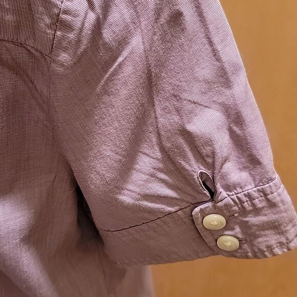 LOFT Purple Short Sleeve Button-Up Shirt sz 10 - Picture 4 of 8